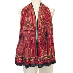 Boho Paisley Crinkle Scarf Gypsy Elegant Flowy Lightweight Statement Wrap 58X14